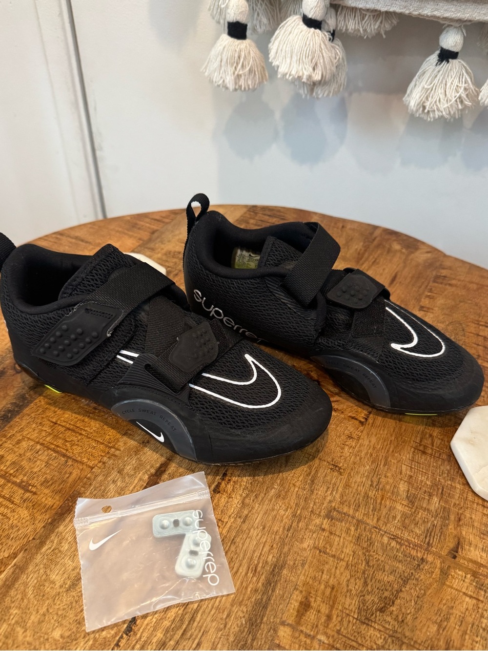 New Nike SuperRep Cycle indoor cycling shoes in black with neon volt accents